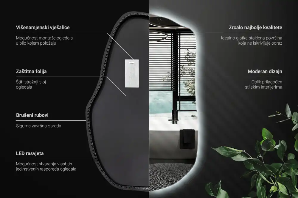 Organické zrkadlo s led osvetlením dekoratívne