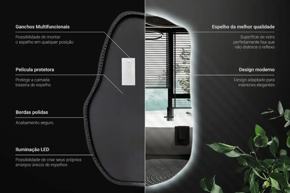 Organické zrkadlo s led osvetlením dekoratívne
