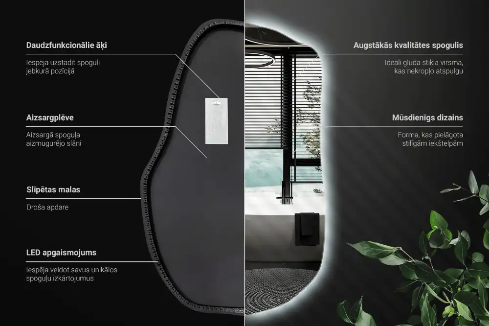 Organické zrkadlo s led osvetlením dekoratívne