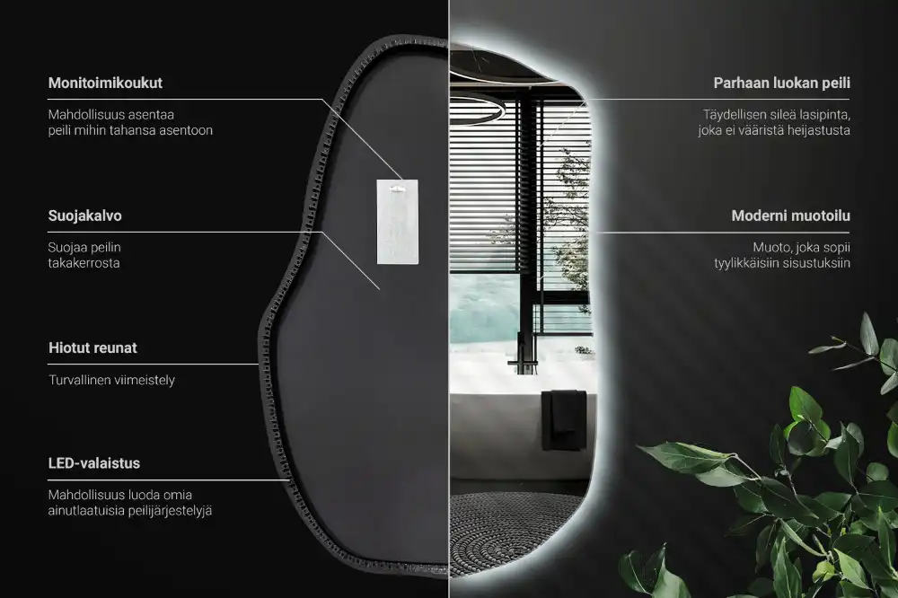 Organické zrkadlo s led osvetlením dekoratívne