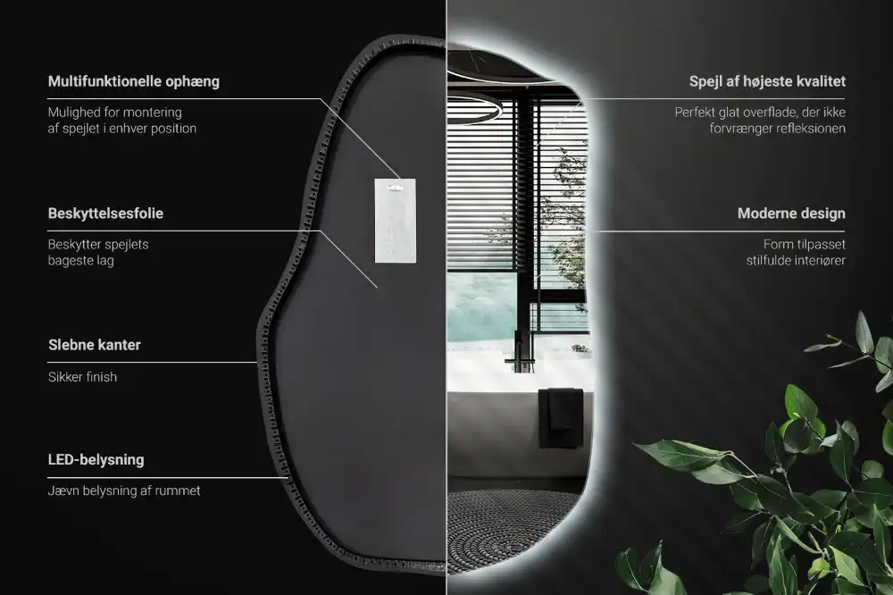 Organické zrkadlo s led osvetlením dekoratívne