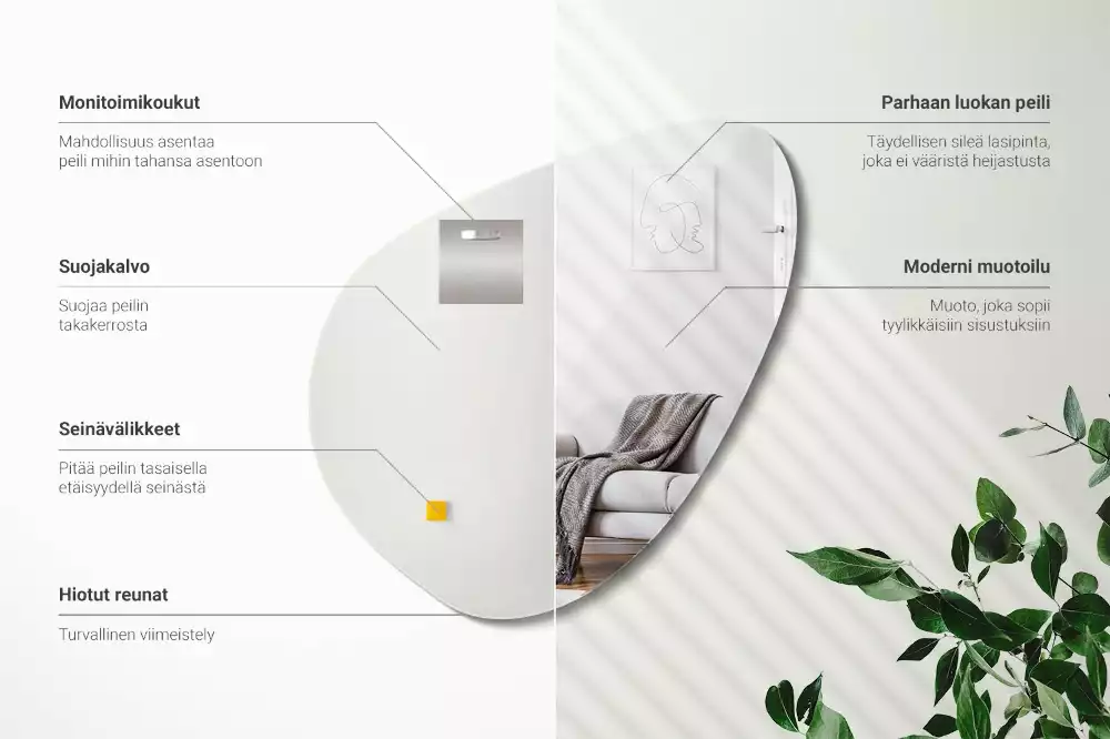 Organické zrkadlo ozdobné na stenu