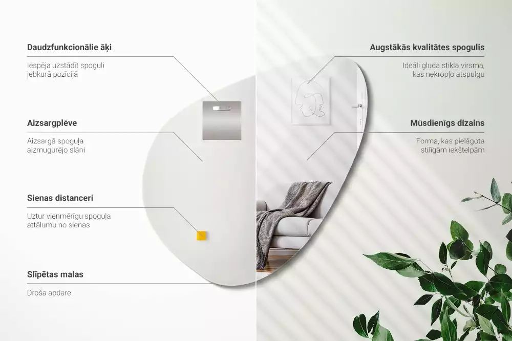 Organické zrkadlo ozdobné na stenu