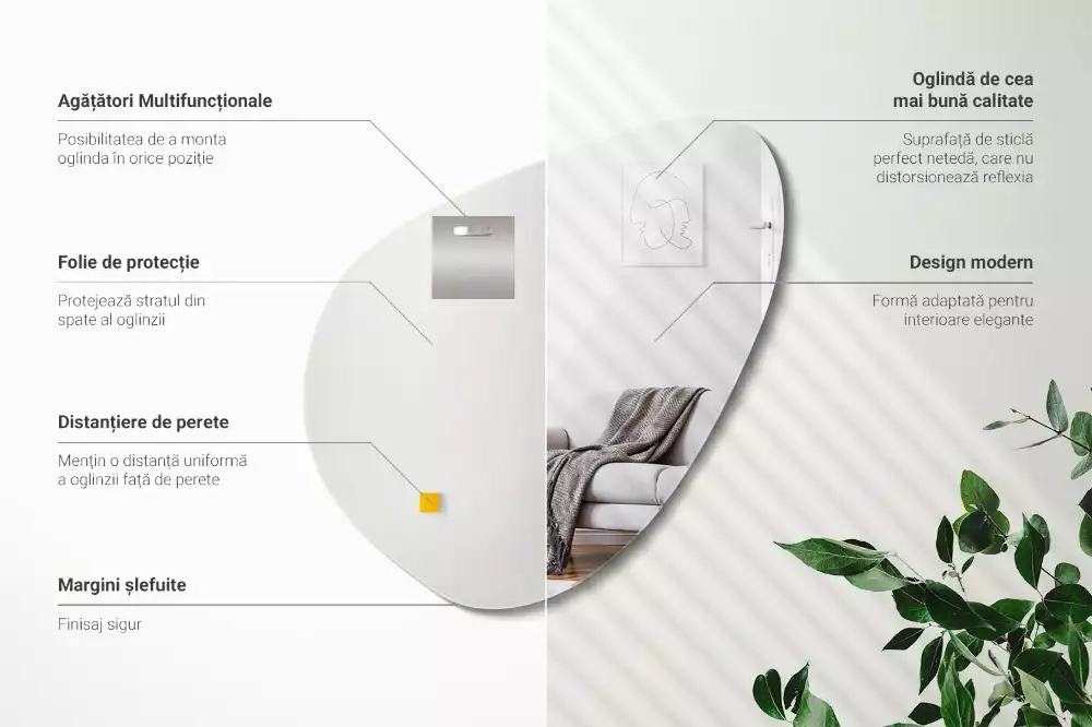 Organické zrkadlo ozdobné na stenu