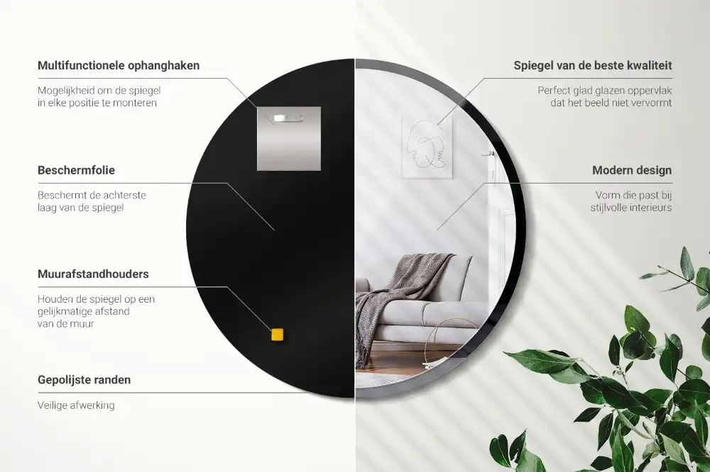 Okrúhle zrkadlo nástenné v čiernom ráme