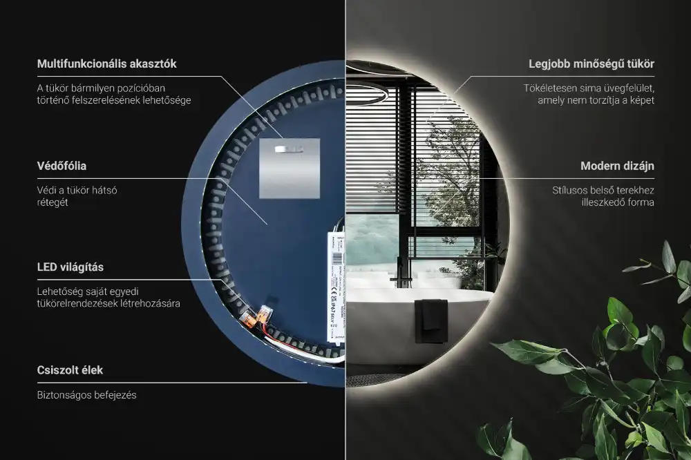 Okrúhle zrkadlo moderné s osvetlením LED