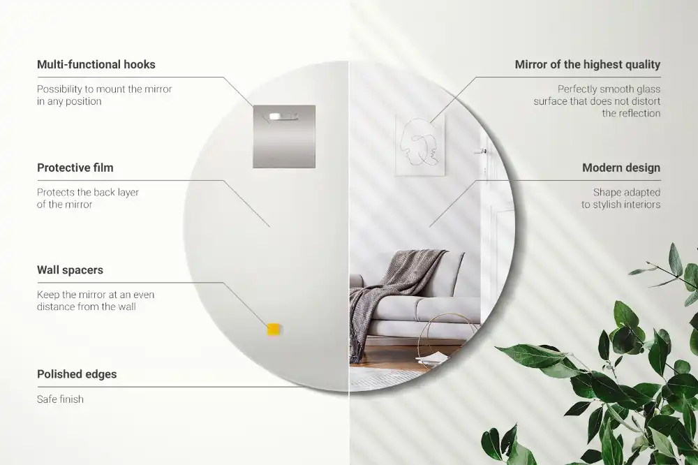 Okrúhle zrkadlo na stenu bez rámu