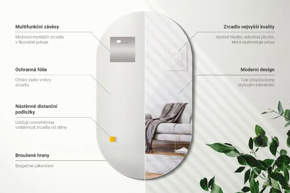 Zrkadlo ovál klasické na stenu