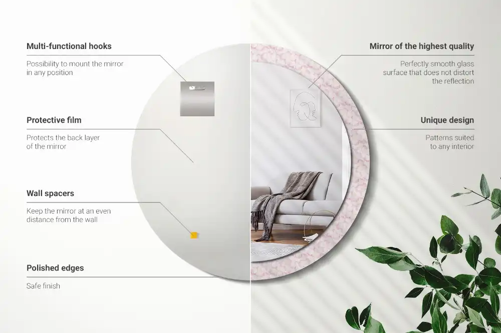 Okrúhle dekoračné zrkadlo na stenu Okvetné lístky kvetov