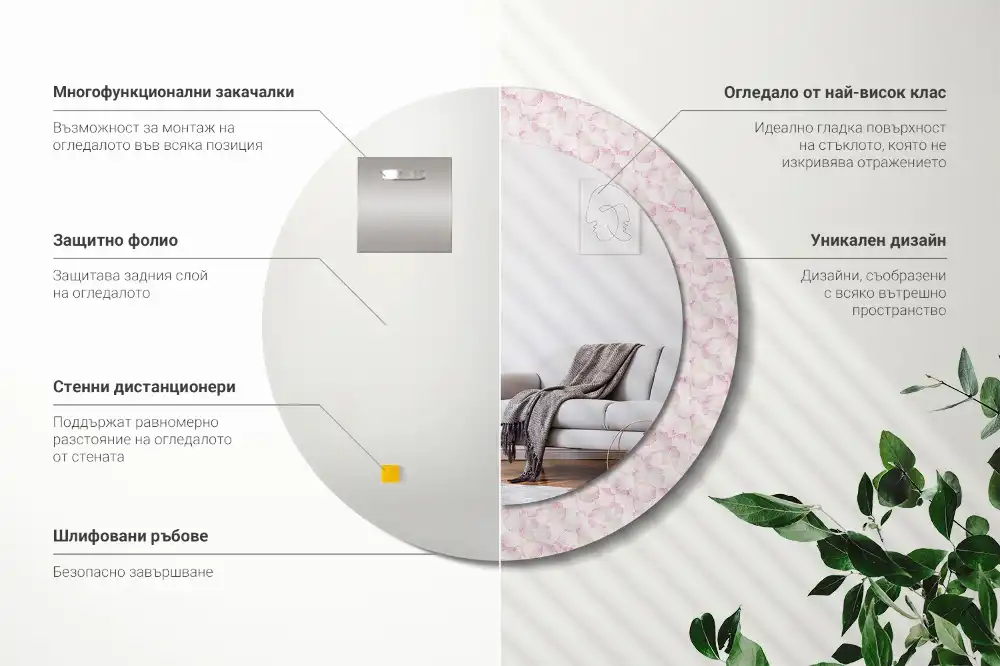 Okrúhle dekoračné zrkadlo na stenu Okvetné lístky kvetov