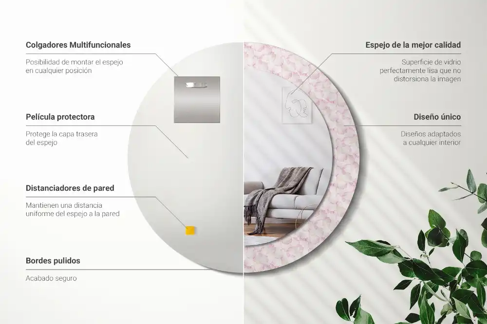 Okrúhle dekoračné zrkadlo na stenu Okvetné lístky kvetov