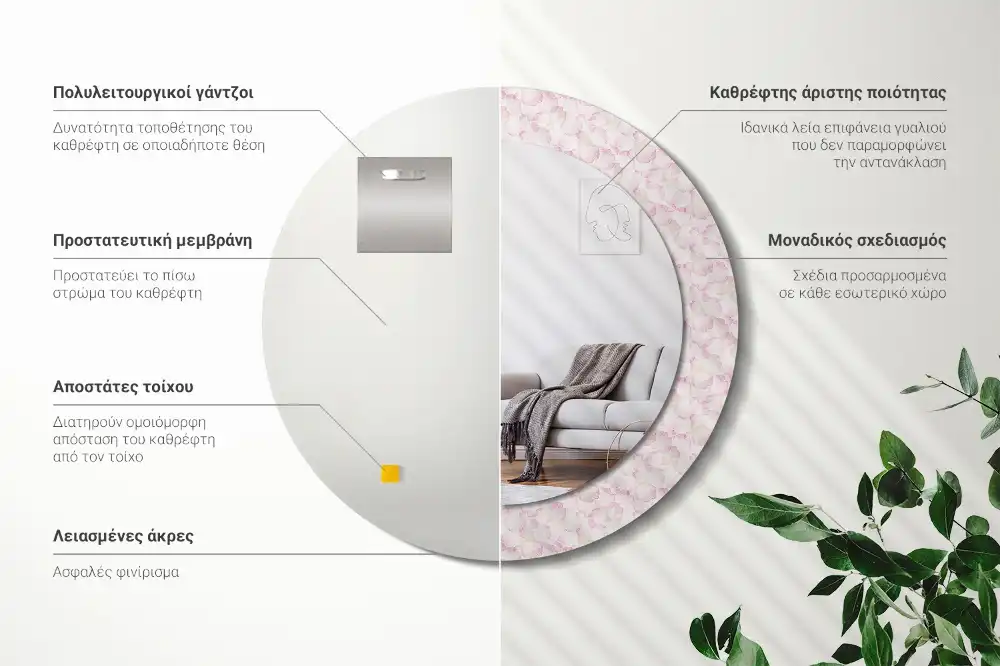 Okrúhle dekoračné zrkadlo na stenu Okvetné lístky kvetov