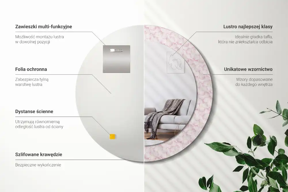 Okrúhle dekoračné zrkadlo na stenu Okvetné lístky kvetov