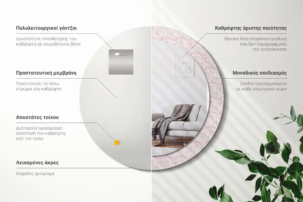 Okrúhle dekoračné zrkadlo na stenu Okvetné lístky kvetov