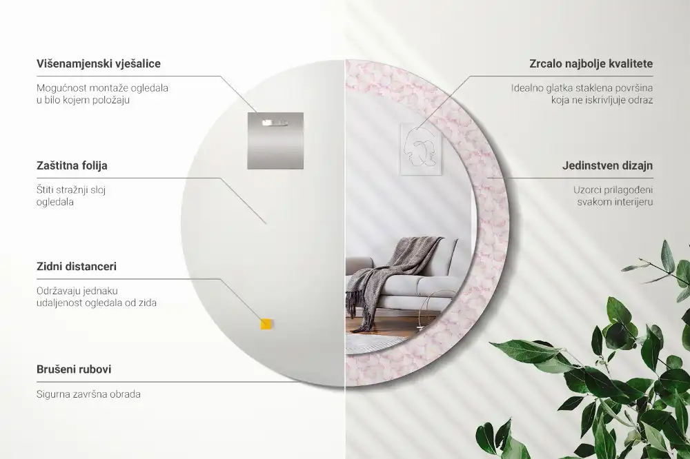 Okrúhle dekoračné zrkadlo na stenu Okvetné lístky kvetov