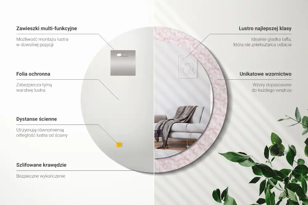 Okrúhle dekoračné zrkadlo na stenu Okvetné lístky kvetov