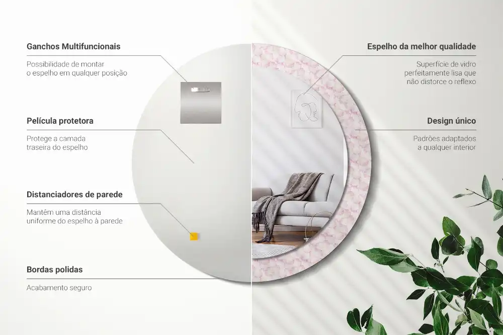 Okrúhle dekoračné zrkadlo na stenu Okvetné lístky kvetov