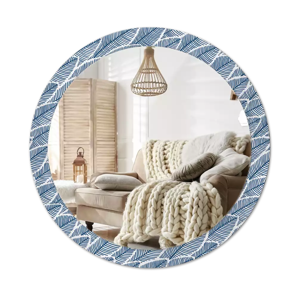 Okrúhle dekoračné zrkadlo na stenu Listy
