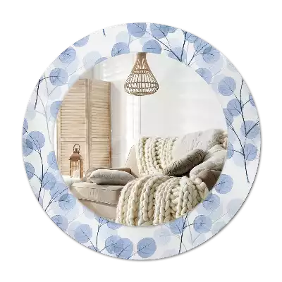 Okrúhle zrkadlo rám s potlačou Konáre listy