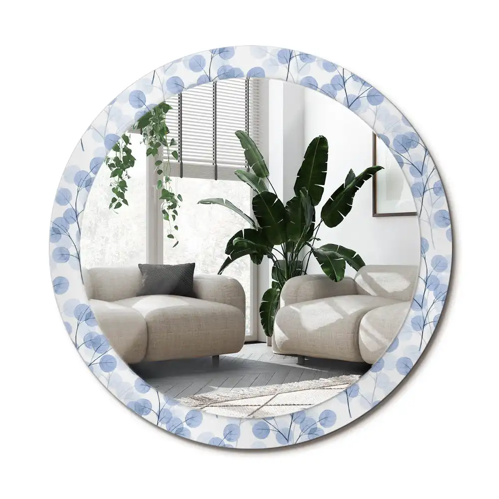 Okrúhle zrkadlo rám s potlačou Konáre listy