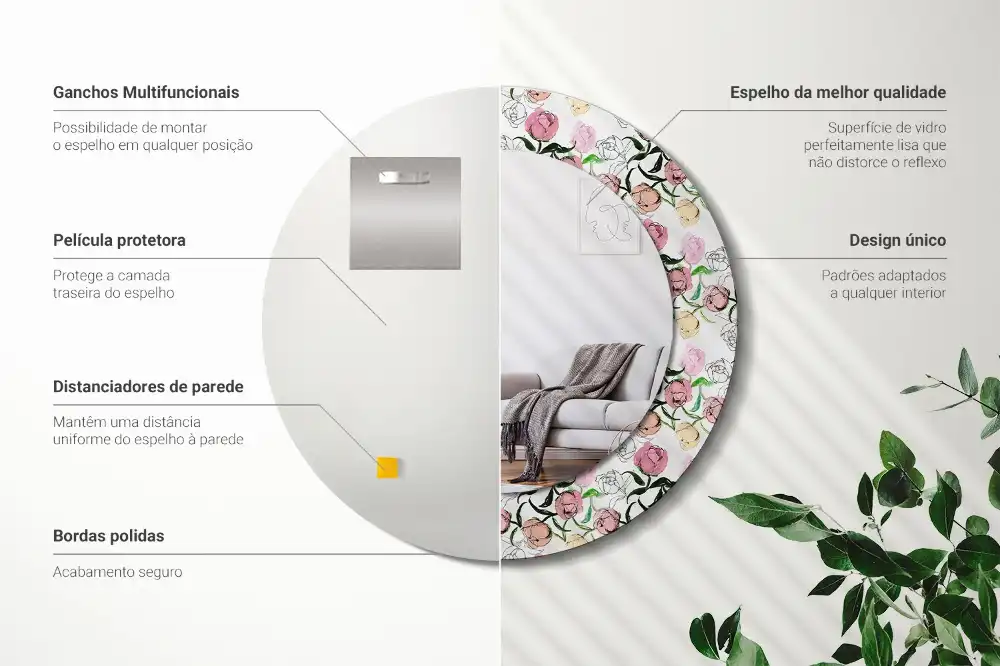 Okrúhle dekoračné zrkadlo na stenu Púčiky pivonky