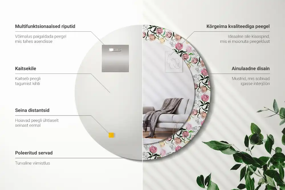 Okrúhle dekoračné zrkadlo na stenu Púčiky pivonky