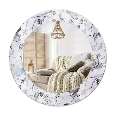 Okrúhle zrkadlo rám s potlačou Modré ruže