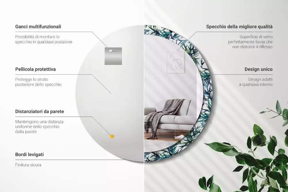 Okrúhle dekoračné zrkadlo na stenu Modré palmy