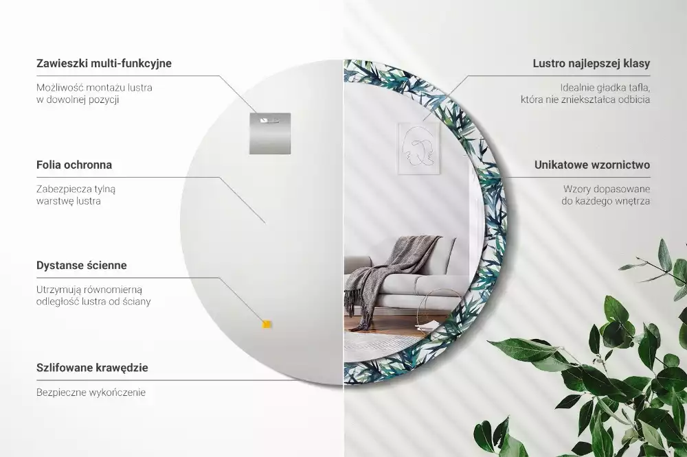 Okrúhle dekoračné zrkadlo na stenu Modré palmy