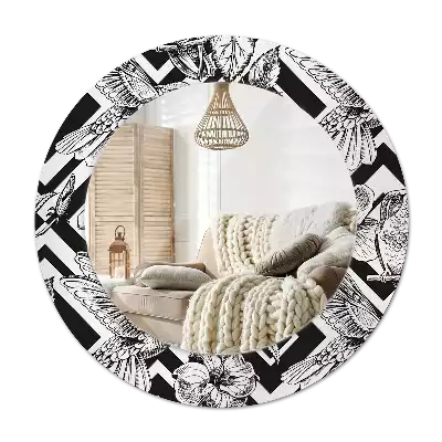 Okrúhle dekoračné zrkadlo na stenu Kolibríky