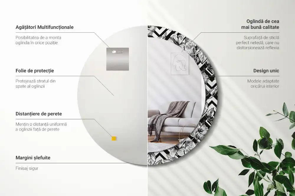 Okrúhle dekoračné zrkadlo na stenu Kolibríky