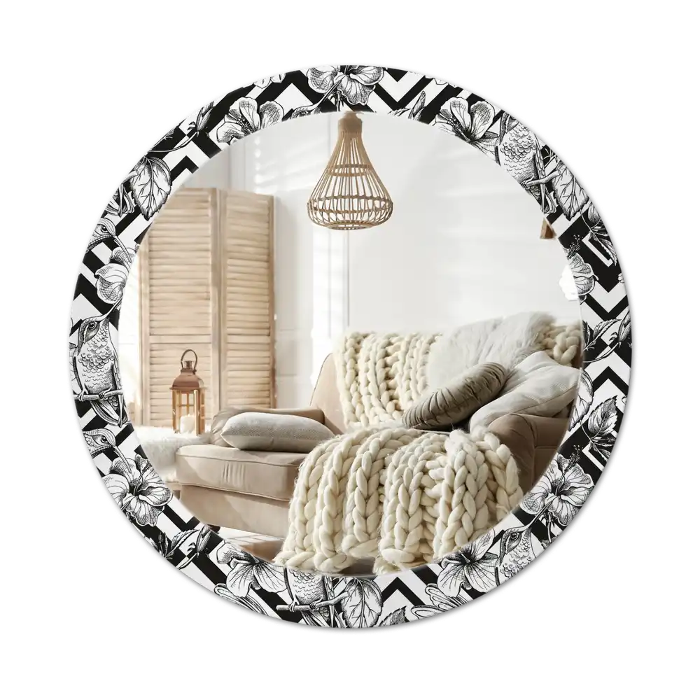 Okrúhle dekoračné zrkadlo na stenu Kolibríky