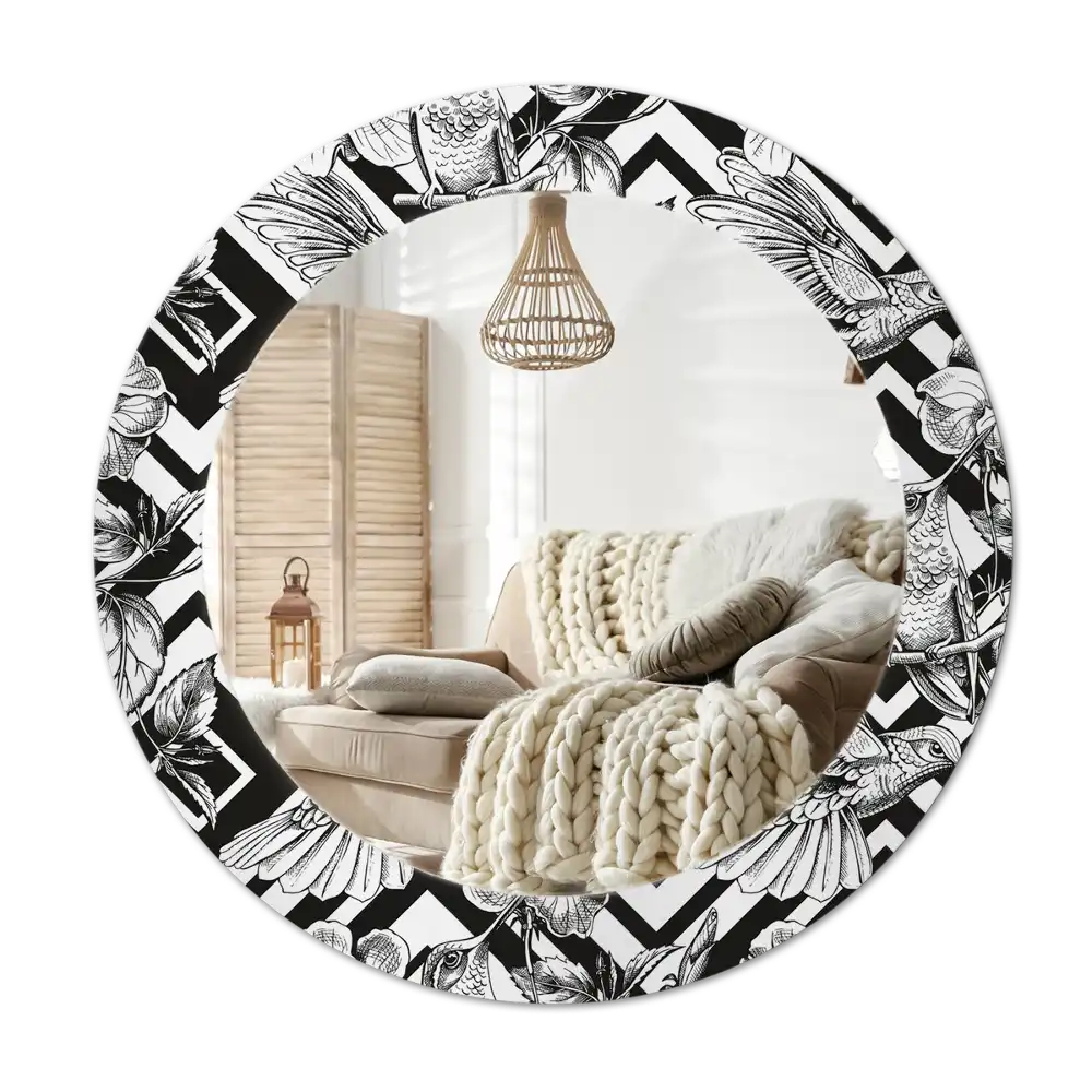 Okrúhle dekoračné zrkadlo na stenu Kolibríky