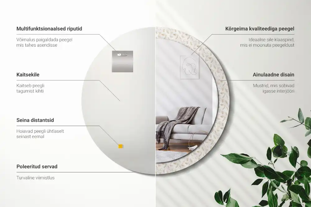 Okrúhle dekoračné zrkadlo na stenu Vtáčie perie