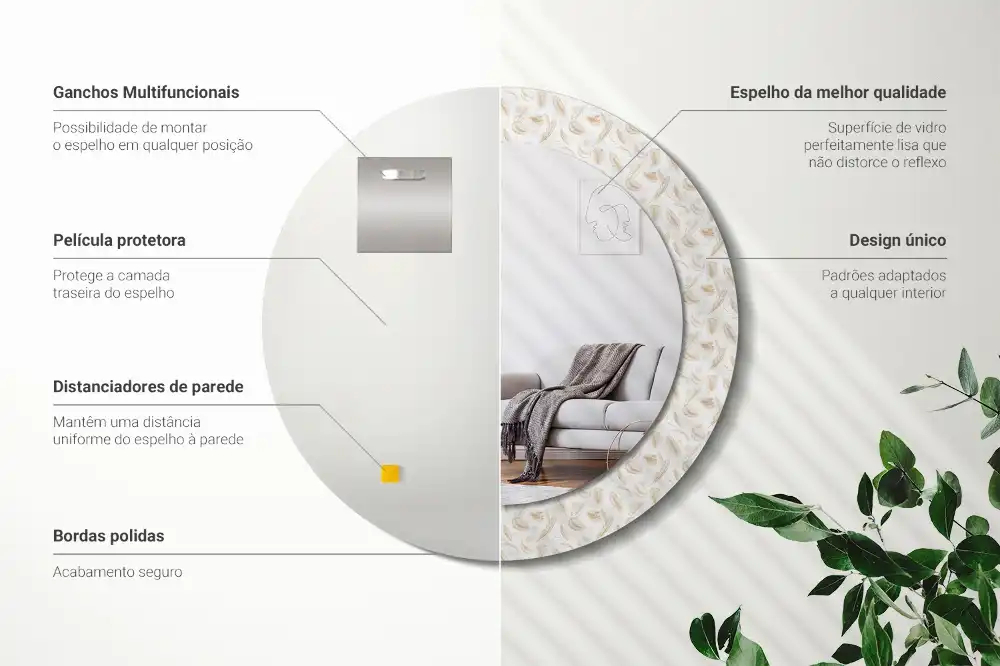 Okrúhle dekoračné zrkadlo na stenu Vtáčie perie