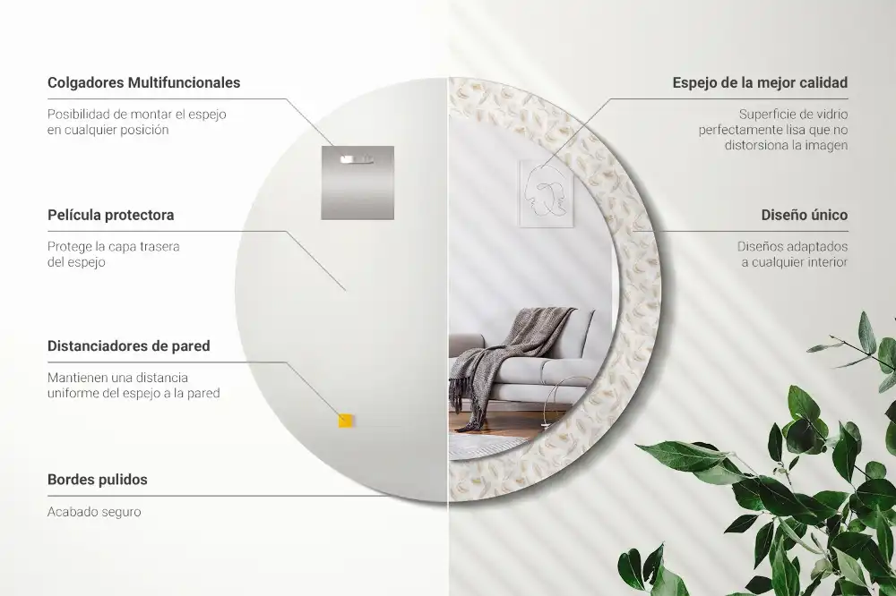 Okrúhle dekoračné zrkadlo na stenu Vtáčie perie