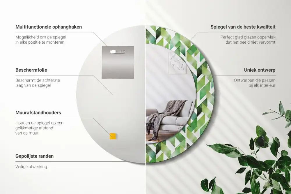 Okrúhle zrkadlo s potlačeným rámom Rybia kosť