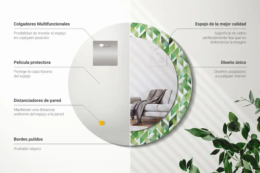 Okrúhle zrkadlo s potlačeným rámom Rybia kosť