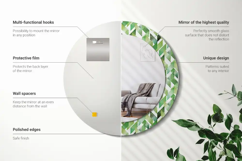 Okrúhle zrkadlo s potlačeným rámom Rybia kosť