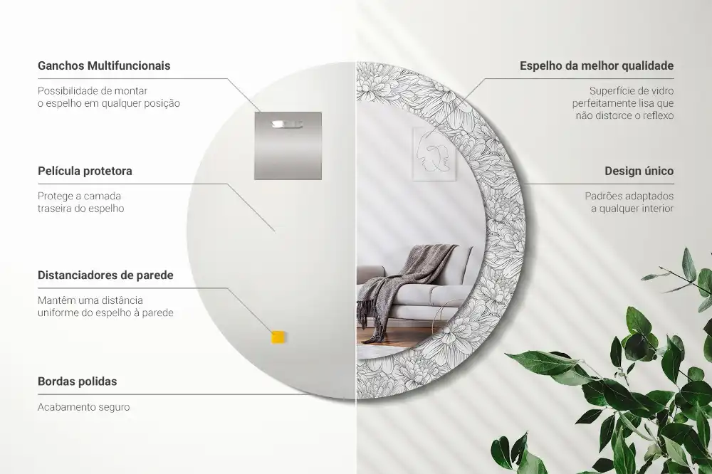 Okrúhle zrkadlo rám s potlačou Lotosové kvety