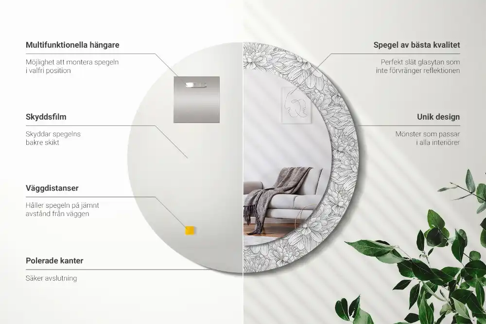 Okrúhle zrkadlo rám s potlačou Lotosové kvety