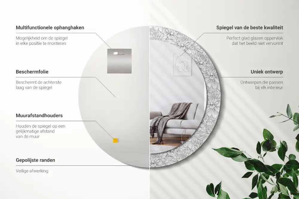 Okrúhle zrkadlo rám s potlačou Lotosové kvety