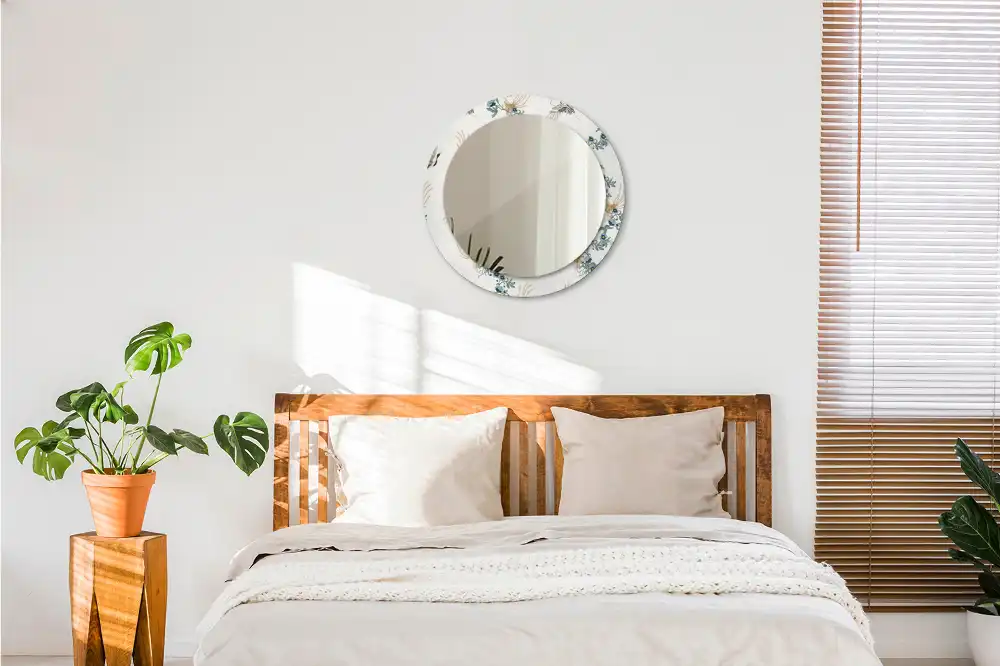 Okrúhle zrkadlo s potlačeným rámom Čínske vtáky