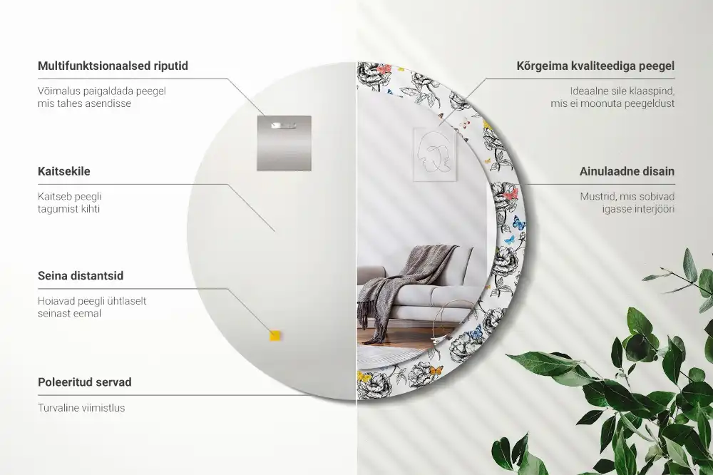 Okrúhle dekoračné zrkadlo na stenu Farebné motýle