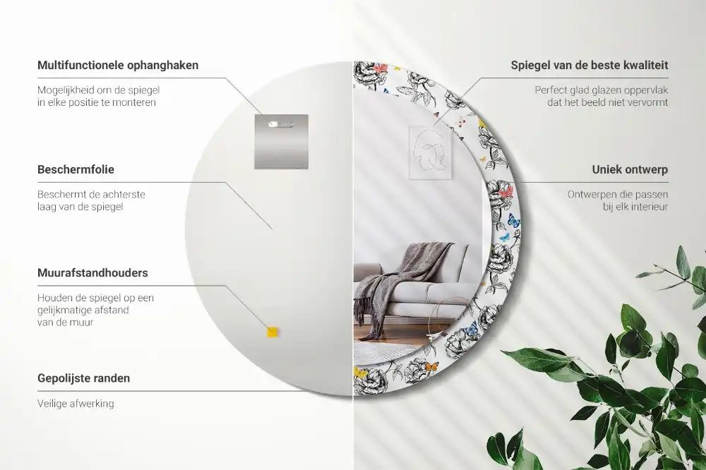 Okrúhle dekoračné zrkadlo na stenu Farebné motýle