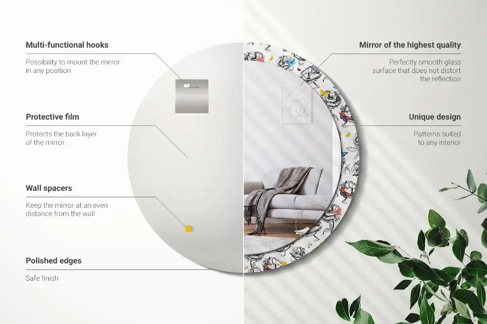 Okrúhle dekoračné zrkadlo na stenu Farebné motýle