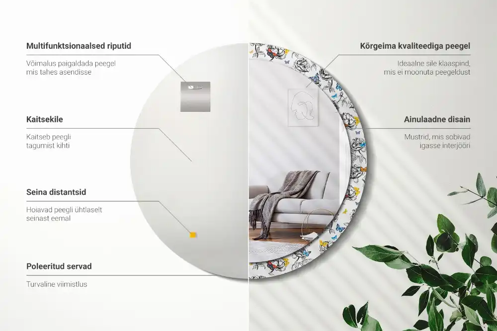 Okrúhle dekoračné zrkadlo na stenu Farebné motýle