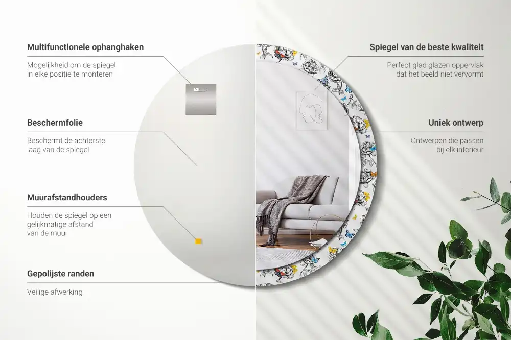 Okrúhle dekoračné zrkadlo na stenu Farebné motýle