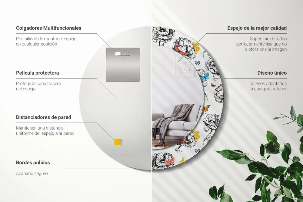 Okrúhle dekoračné zrkadlo na stenu Farebné motýle