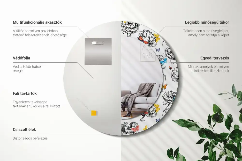 Okrúhle dekoračné zrkadlo na stenu Farebné motýle